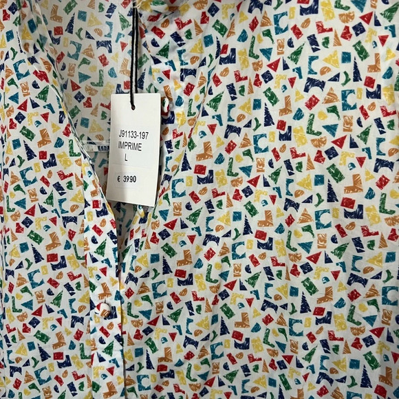 French Abstract Geometric Pattern Blouse L - Picture 4 of 4